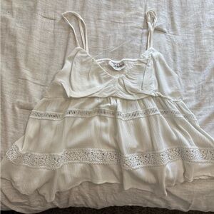 No Boundaries White Lace Trim Tank Top